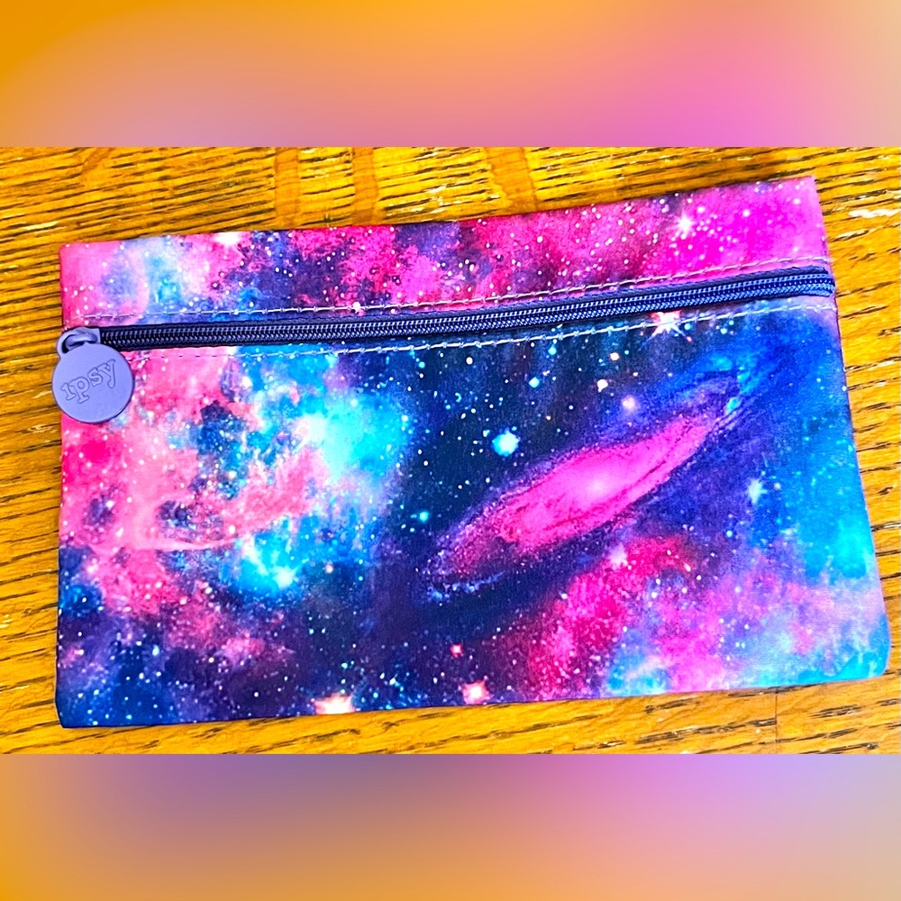 Ipsy makeup bag with SURPRISE piece of jewelry Galaxy pattern New